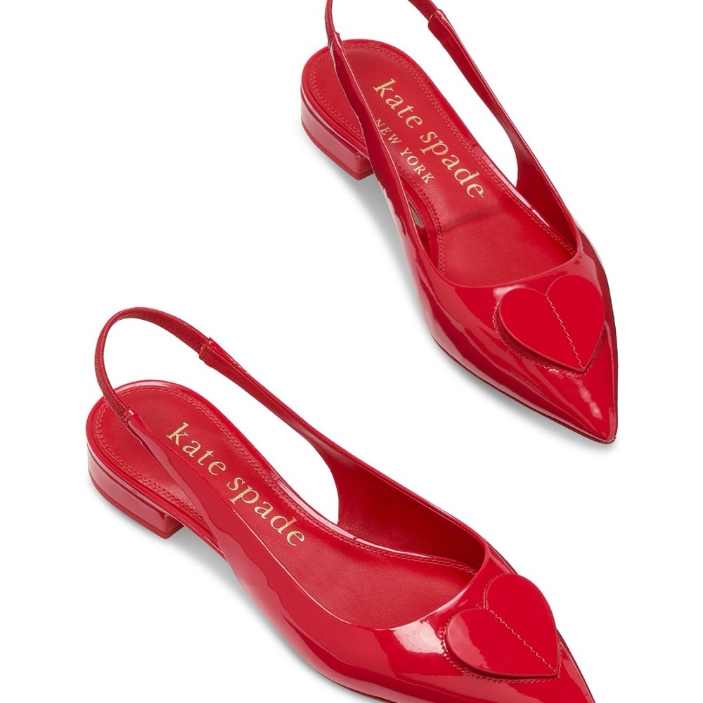 Kate Spade Red Flats with Heart Detail